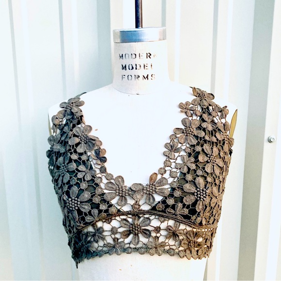 Free People Tops - Free People Olive Green Lace Bralette Small